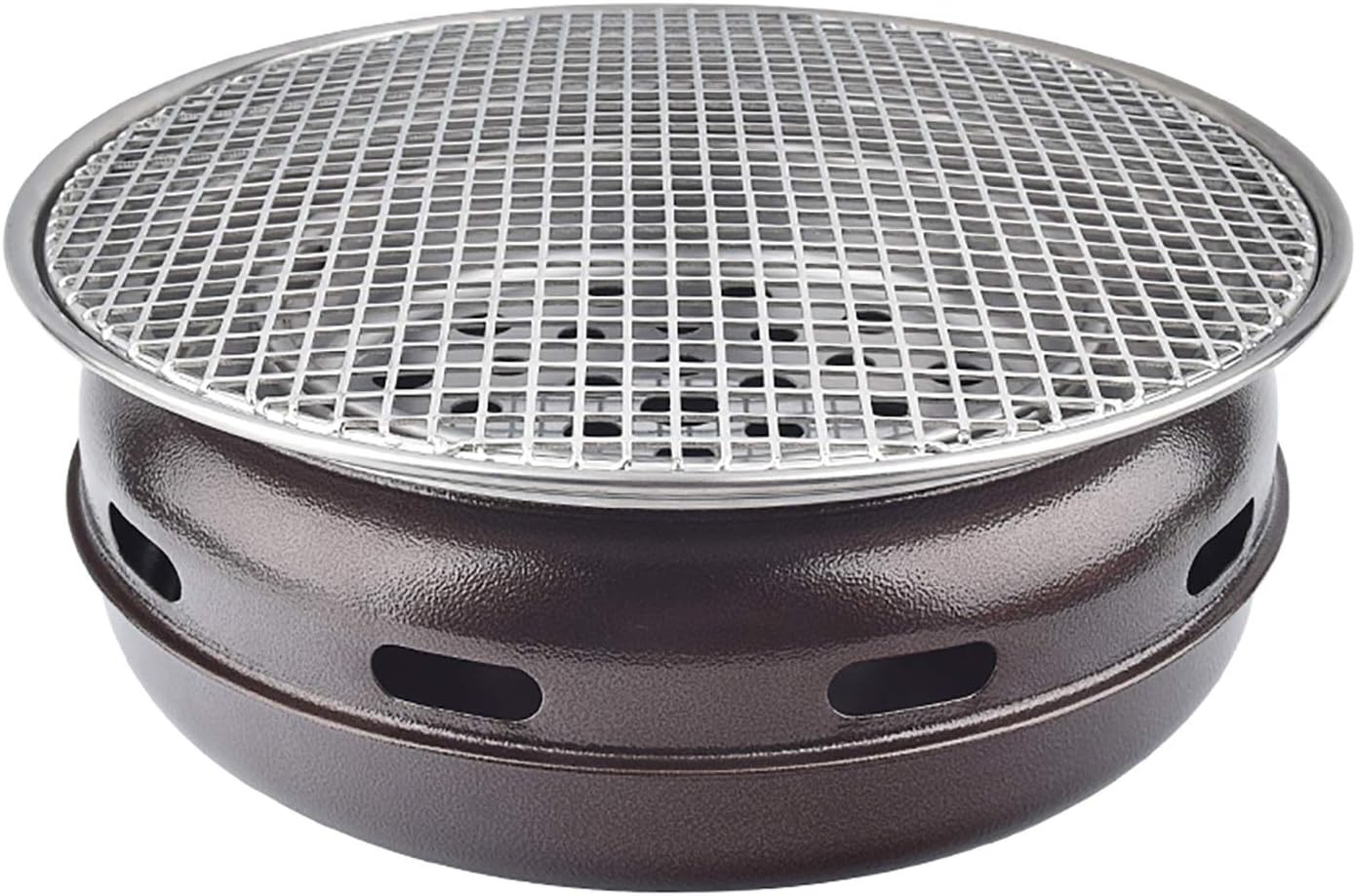 Portable BBQ Grill, Korean Smokeless Charcoal BBQ Grill Galvanized Sheet Maifan Stone 34.5x13cm for 6-8 People Multicolor(C)