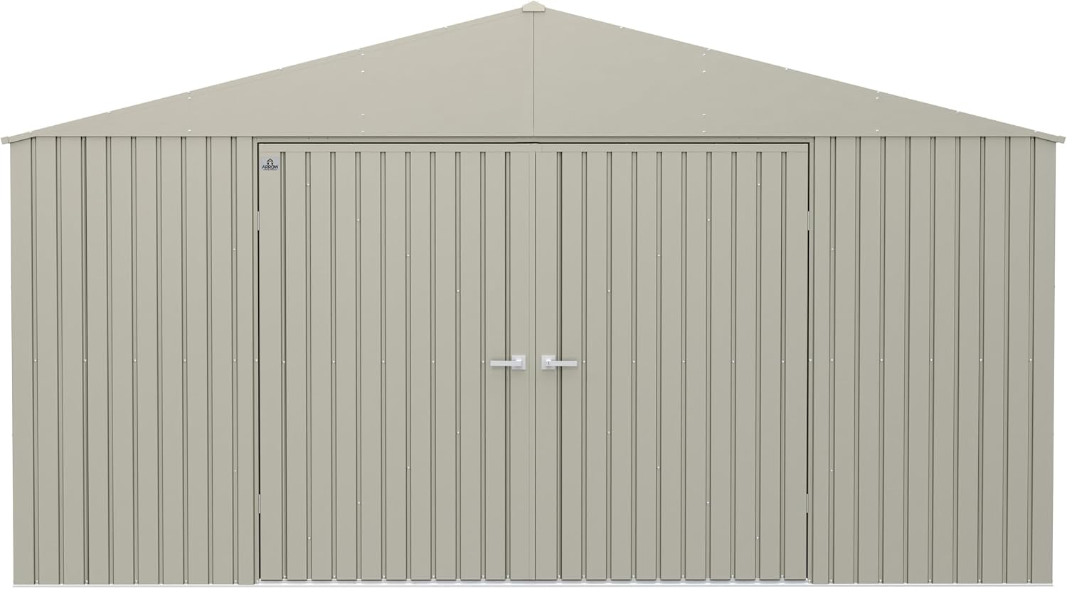 Arrow Shed Elite 14' x 16' Tall Outdoor Steel Storage Shed with High Gable and Lockable Doors Storage Building, Cool Grey