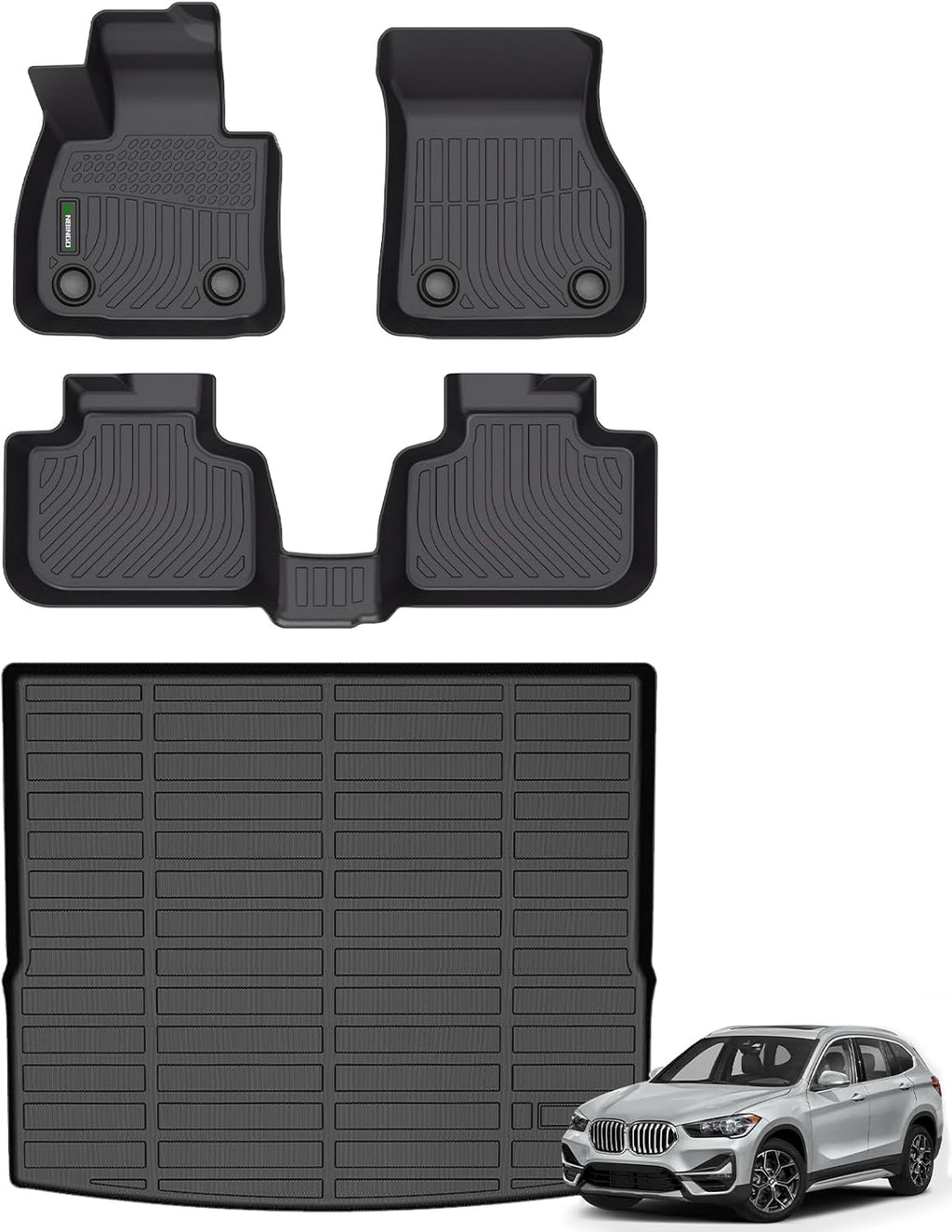 ANBINGO® Floor Mats & Cargo Liner for BMW X1 2016-2022 Car Mats Cargo Mat Custom Fit X1 All Weather Floor Liner Non-Slip Waterproof Durable TPE Rubber Accessories Full Set