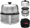 COBB Stainless Steel Portable Table Top Charcoal Grill with Griddle Pan, Smokeless Compact BBQ Grill for Camping, Boats & Rv