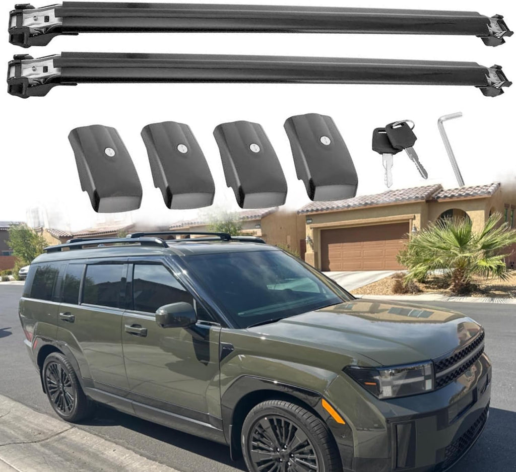 Crossbars Fits for Hyundai Santa Fe MX5 SEL&Limited&Calligraphy 2024 2025 2026 Cross Bar Roof Rack Rail Luggage Adjustable Lockable Cargo Carrier (Black)