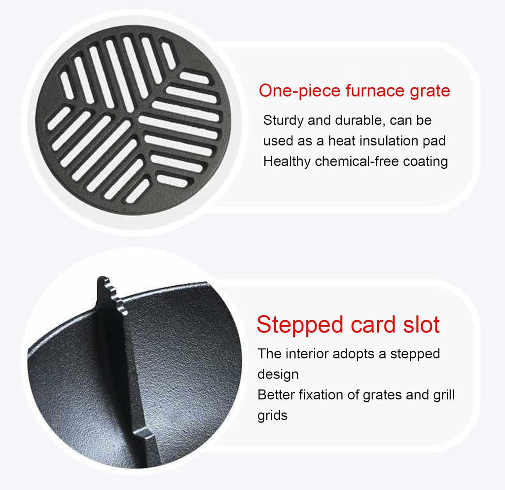 Charcoal Barbecue Grill Portable BBQ Grill Korean BBQ Grill Stainless Steel Camping Grill Stove Carbon Barbecue Grill Tabletop Smoker Grill for Outdoor,Indoor and Picnic,24cm