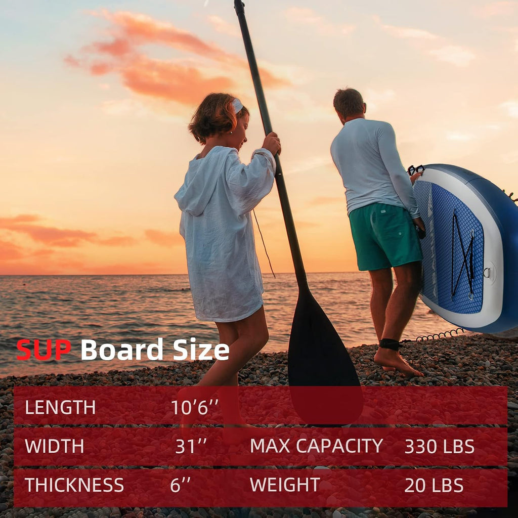 Abahub Inflatable SUP, Wide 10'6' x 31'/34' iSUP, Standup Paddleboard with Adjustable SUP Kayak Paddle, for Yoga, Paddle Board, Kayaking, Surf, Canoe, Fishing