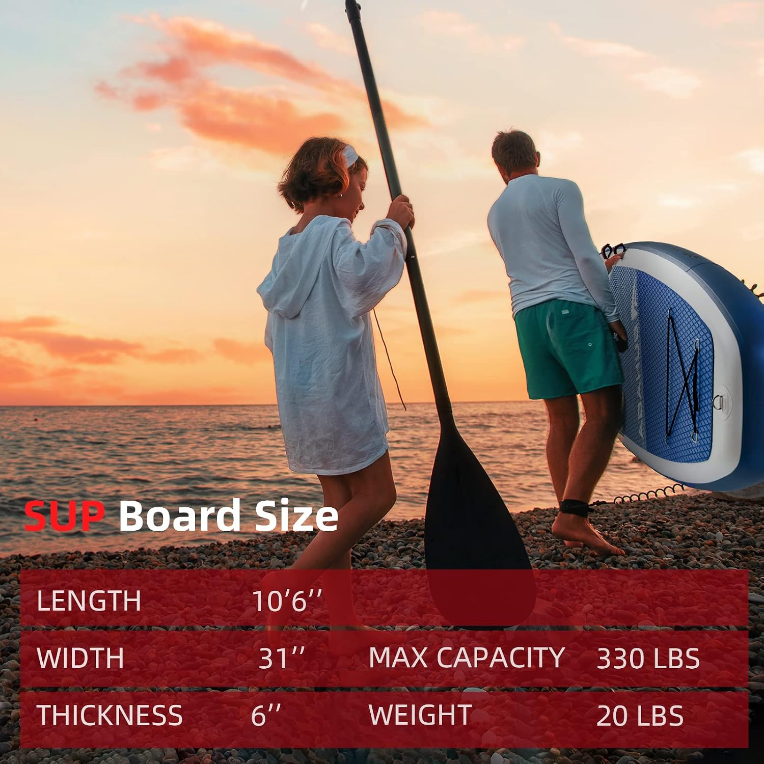 Abahub Inflatable SUP, Wide 10'6' x 31'/34' iSUP, Standup Paddleboard with Adjustable SUP Kayak Paddle, for Yoga, Paddle Board, Kayaking, Surf, Canoe, Fishing