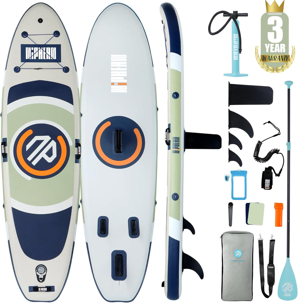 Niphean（Ultra-Light） Inflatable Paddle Board with StabilTrac Fin and Durable SUP Accessories, 10' Stand Up Paddle Boards for Adults & Youth, Versatile Yoga Paddle Board, Gift Ideas