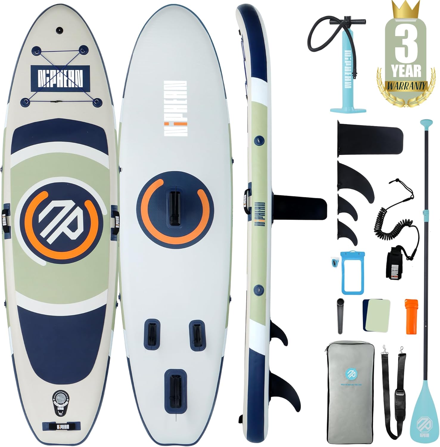 Niphean（Ultra-Light） Inflatable Paddle Board with StabilTrac Fin and Durable SUP Accessories, 10' Stand Up Paddle Boards for Adults & Youth, Versatile Yoga Paddle Board, Gift Ideas