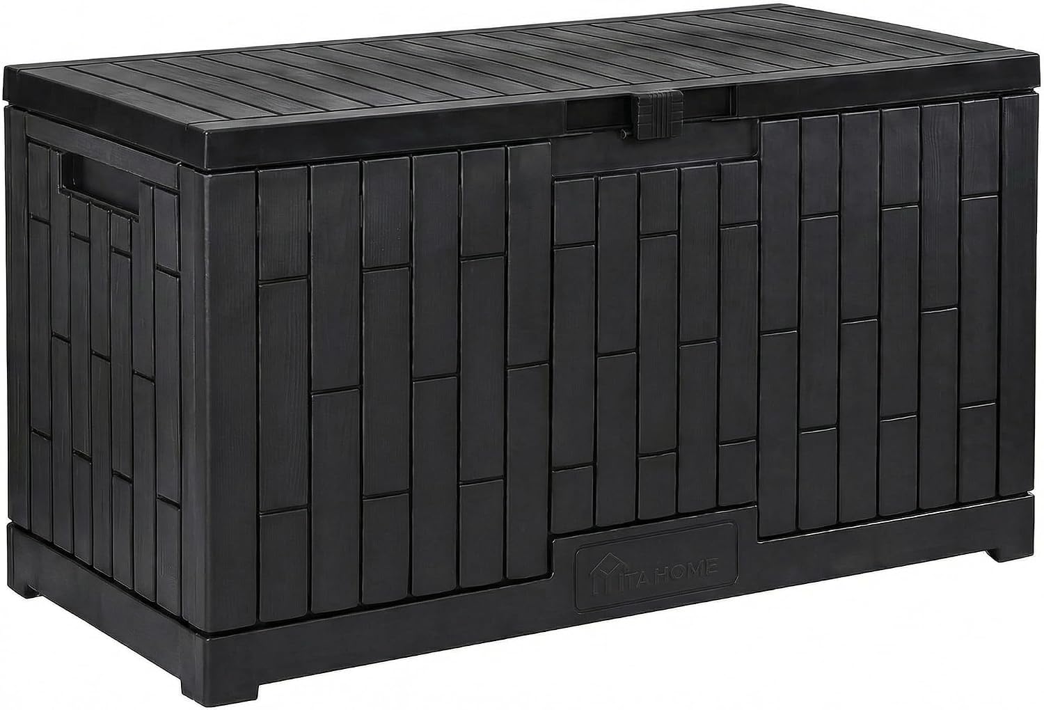 YITAHOME 120 Gallon Large Deck Box, 53'L x 22.7'W x 25.5'H Resin Outdoor Storage Box with Slide-Locking Lid for Patio Cushions, Garden Tools, Pool Supplies, Easy Assembly, Waterproof Lockable, Black
