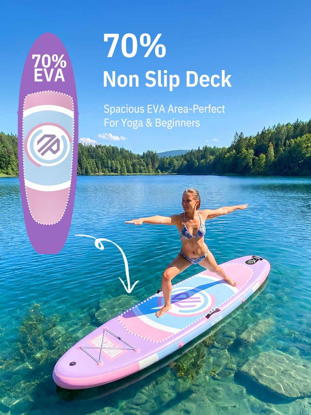 Niphean（Ultra-Light） Inflatable Paddle Board with StabilTrac Fin and Durable SUP Accessories, 10' Stand Up Paddle Boards for Adults & Youth, Versatile Yoga Paddle Board, Gift Ideas