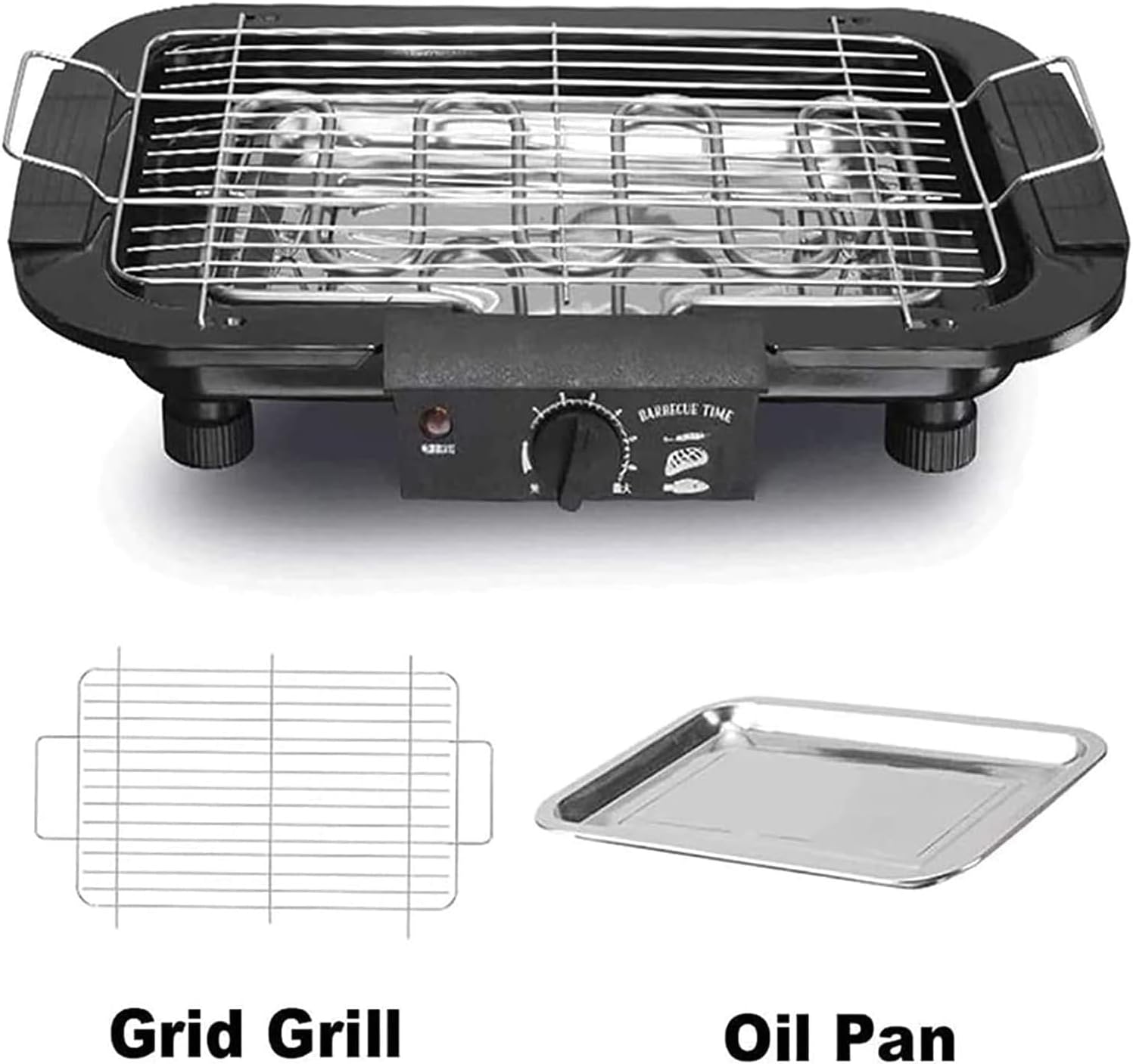 Indoor Electric Barbecue Grill, Portable Korean BBQ Griddle Stove with Rack & Removable oil Tray, Knob Control Temperature, for Household Dinner and Entertainment Party, Fit 2-5 People Use