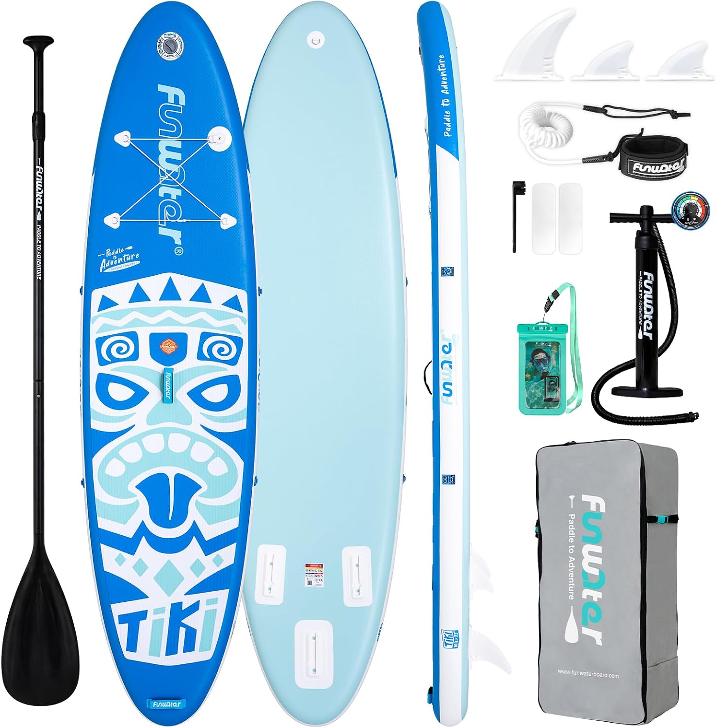 FunWater 8'/10'/10'6'/11'6' Inflatable Stand Up Paddle Board with Premium SUP Paddleboard Accessories, Wide Stable Anti-Slip EVA Deck,Paddle Boards for Adults & Youth of All Skill Levels