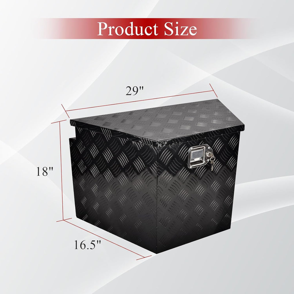 29''Inch Aluminum Trailer Tongue Tool Box Truck Bed Toolbox Truck Trailer Chest Box Underbody Storage Organizer Waterproof Square Storage Organizer w/Lock & Keys Black(‎29' Lx16.5 Wx18 H)