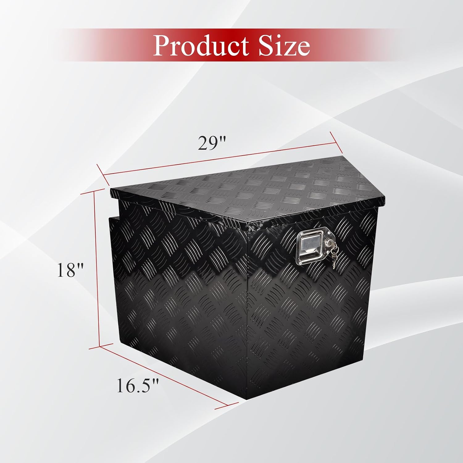 29''Inch Aluminum Trailer Tongue Tool Box Truck Bed Toolbox Truck Trailer Chest Box Underbody Storage Organizer Waterproof Square Storage Organizer w/Lock & Keys Black(‎29' Lx16.5 Wx18 H)