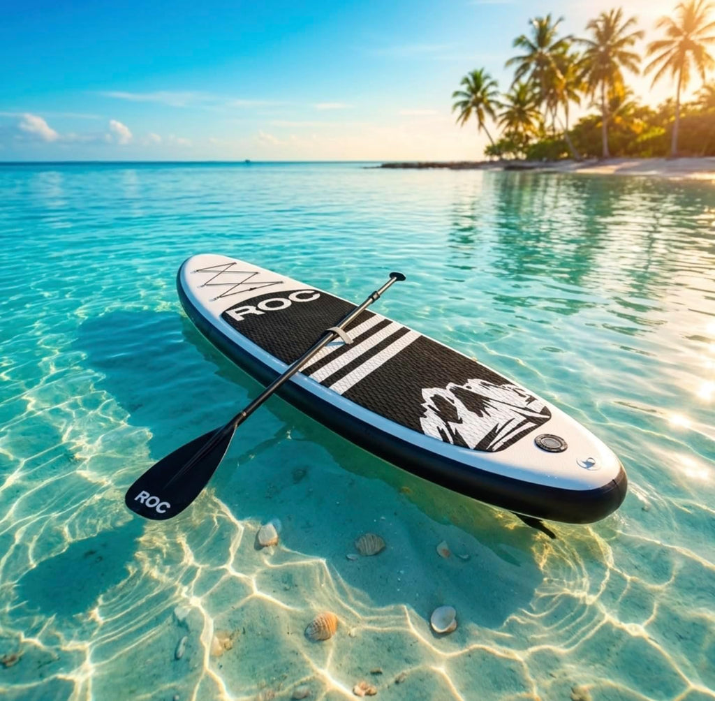 Roc Inflatable Stand Up Paddle Board with Premium SUP Paddle Board Accessories, Wide Stable Design, Non-Slip Comfort Deck for Youth & Adults