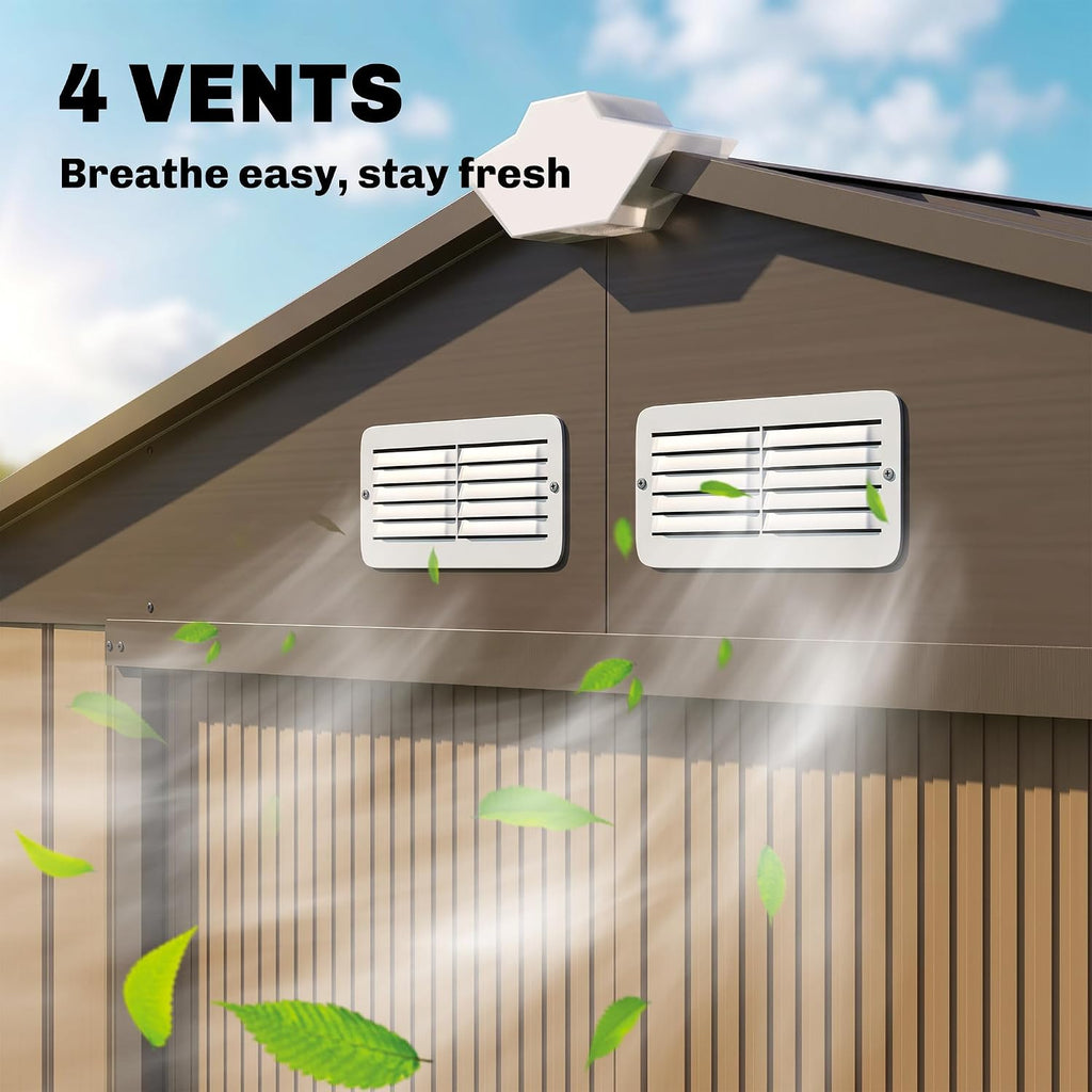 Outsunny 7' x 4' Outdoor Storage Shed, Garden Tool Metal Shed with Foundation Kit, Double Lockable Door, Air Vents and Sloping Roof, for Backyard, Patio, Lawn, Yellow
