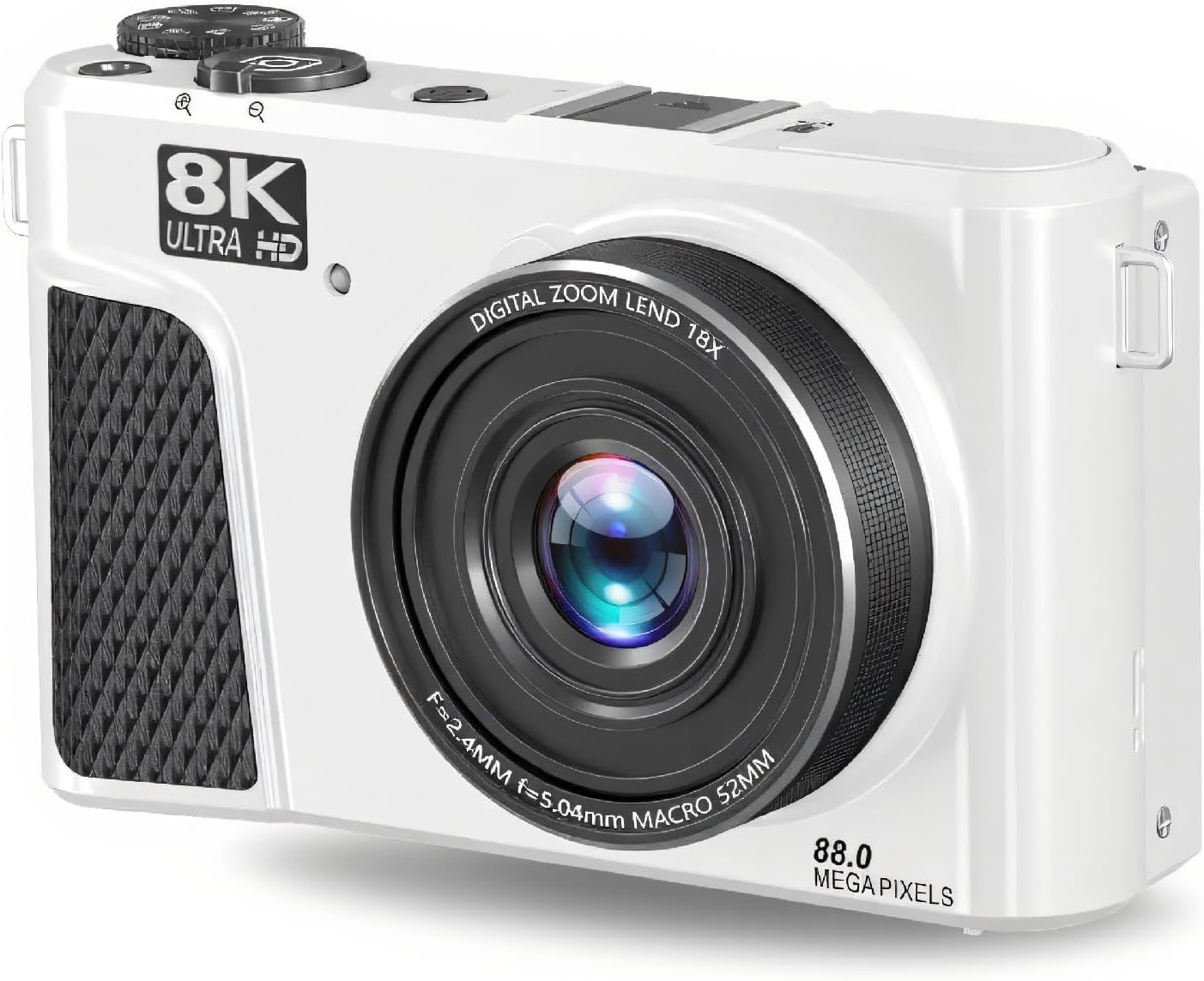 PUSOKEI 8K Digital Camera for Photography, 88MP Vlogging Camera with 3' 180 Flip Screen, 18X Zoom, Autofocus, Wide Angle Lens, WiFi Mirrorless Cameras with 32GB Card, 2 Batteries (White)