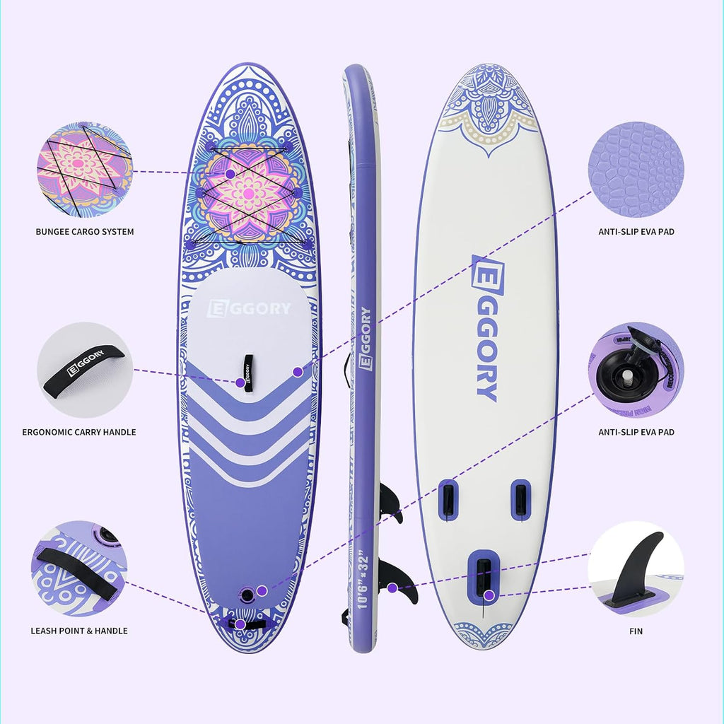 Inflatable Paddle Board,Stand Up Paddle Board Set, Extra Wide SUP Board with Removable Fin, Floating Paddle, Hand Pump, Waterproof Phone Pouch,Traveling Board