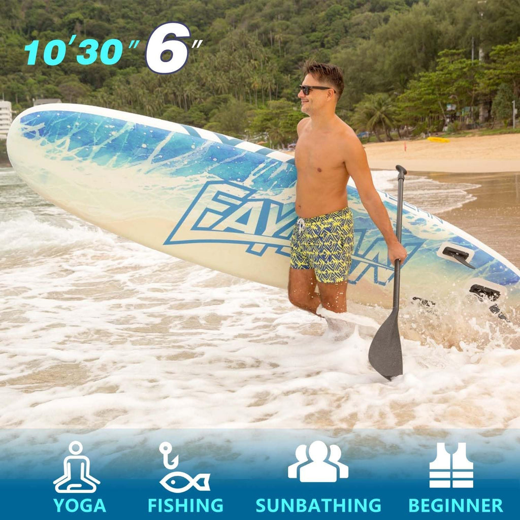 Inflatable Paddle Board,Extra Wide 10.6'/11' Stand Up Paddle Board with Sup Accessories,400lbs Capacity for Family with Safety Leash, All Skill Levels Sup for Yoga,Fishing,Surfing