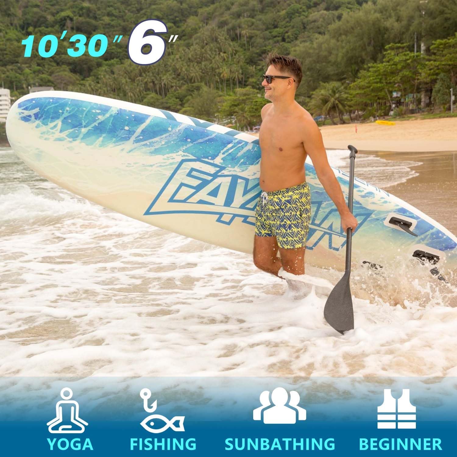 Inflatable Paddle Board,Extra Wide 10.6'/11' Stand Up Paddle Board with Sup Accessories,400lbs Capacity for Family with Safety Leash, All Skill Levels Sup for Yoga,Fishing,Surfing