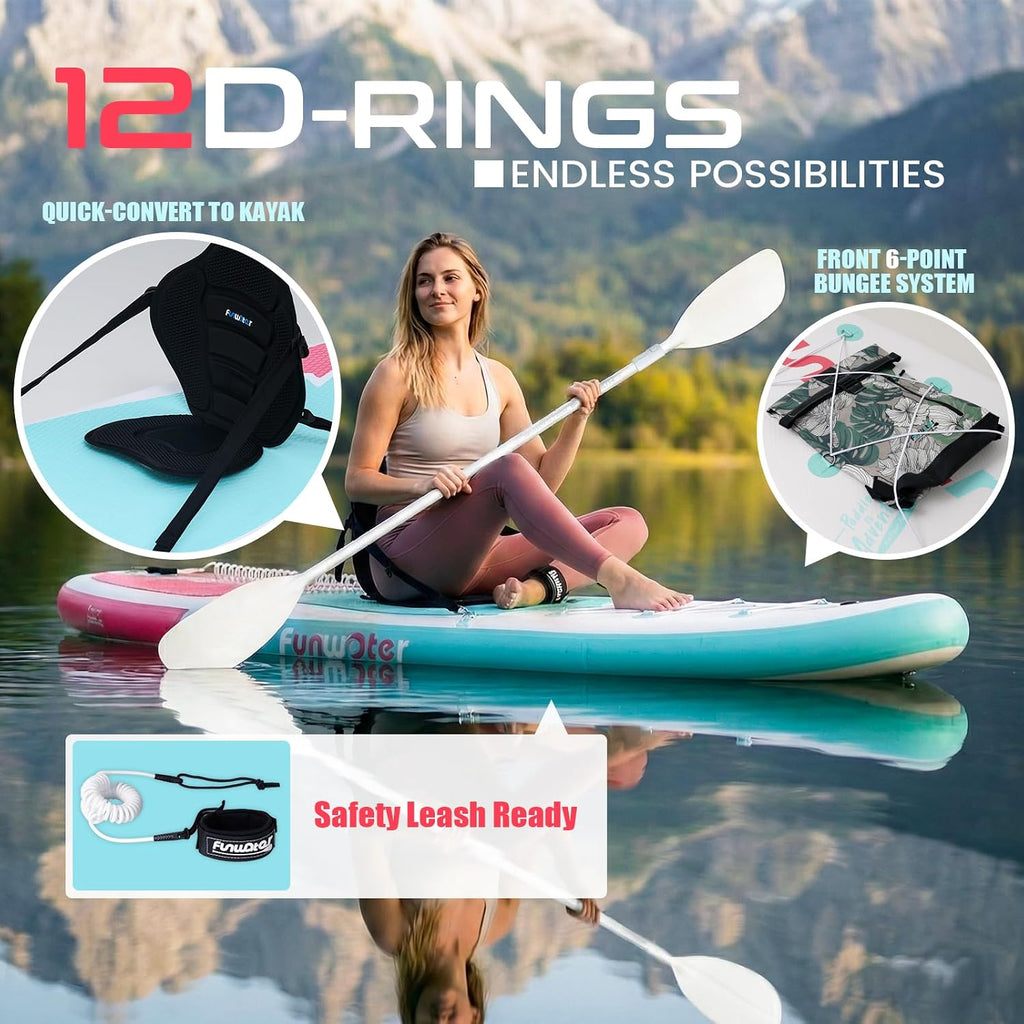 FunWater Inflatable Stand Up Paddle Board 10'6'/11'/11'6' Paddle Board for Adults & Youth, Paddleboards Inflatable with Premium SUP Accessories, Wide Stable, Non-Slip Comfort Deck