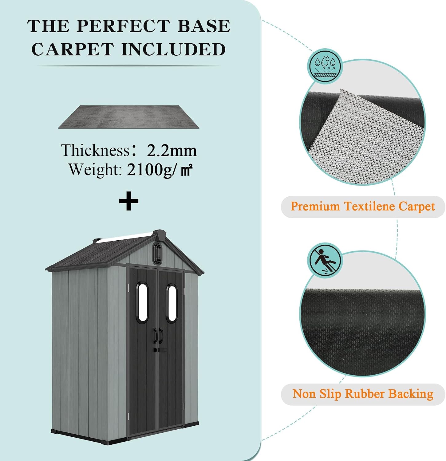 Domi 5x3FT Resin Outdoor Storage Shed with Lockable Door, Waterproof Outside Sheds with Windows & Vents, Heavy-Duty Plastic Tool Storage Shed for Patio Furniture, Lawn Mower, Bike