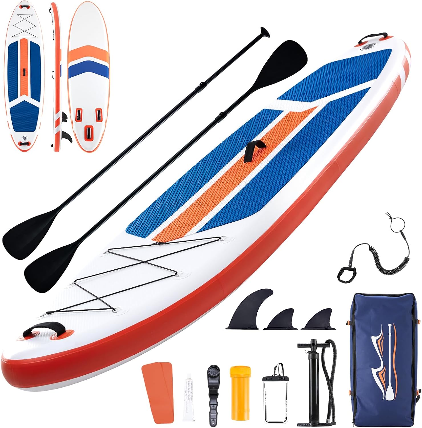 NEWBULIG 33' Inflatable Paddle Board SUP, Stand Up Paddle Board Blow Up with 3 Carry Handles, Non-Slip Deck Pad, Complete Kit with Pump, Leash & Backpack for Beginners/Adults