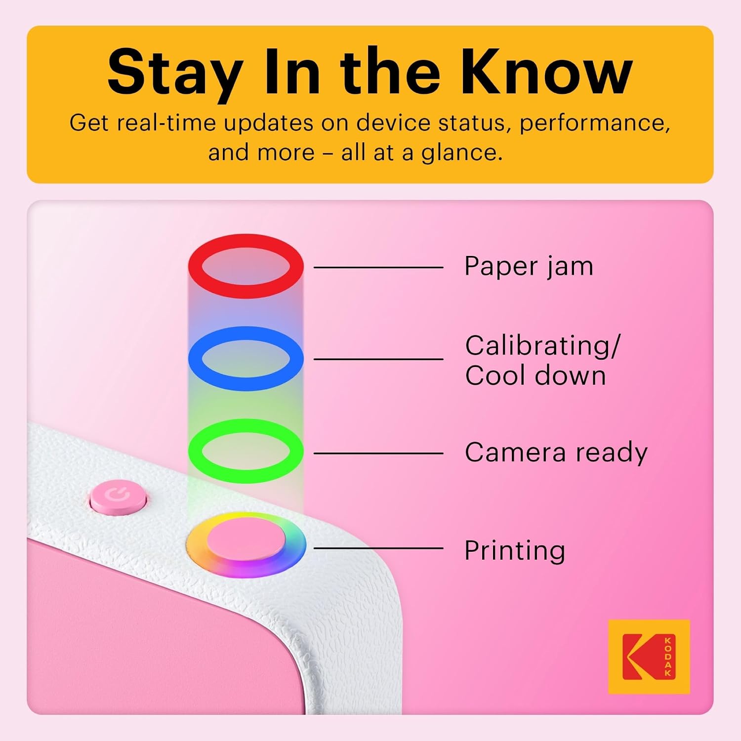 Kodak Printomatic+ Full Color Instant Print Digital Camera Gift Bundle + Case + Zink 2x3 Sticky Back Photo Paper 20pk + Album + Sticker Sets + Sticker Frames + Hanging Frames + Markers - Pink