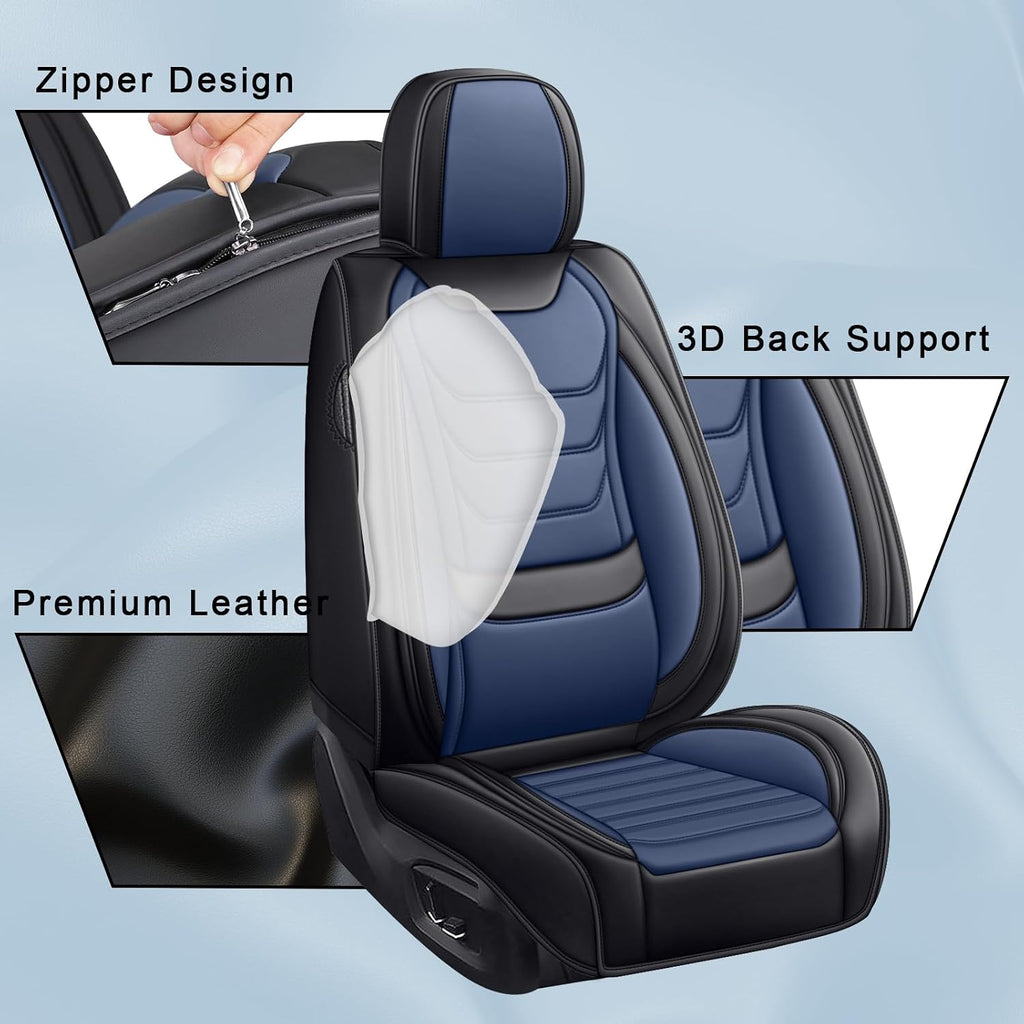 JWLK Seat Covers for Buick Envision 2016-2026, Family Seat Covers for Cars, Non-Slip, Airbag Compatible Vehicle Cushion, Waterproof & Easy-Clean(Standard 5 Seats, Black Blue)