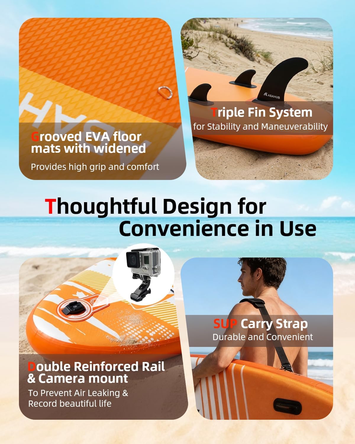 Abahub Inflatable SUP, Wide 10'6' x 31'/34' iSUP, Standup Paddleboard with Adjustable SUP Kayak Paddle, for Yoga, Paddle Board, Kayaking, Surf, Canoe, Fishing