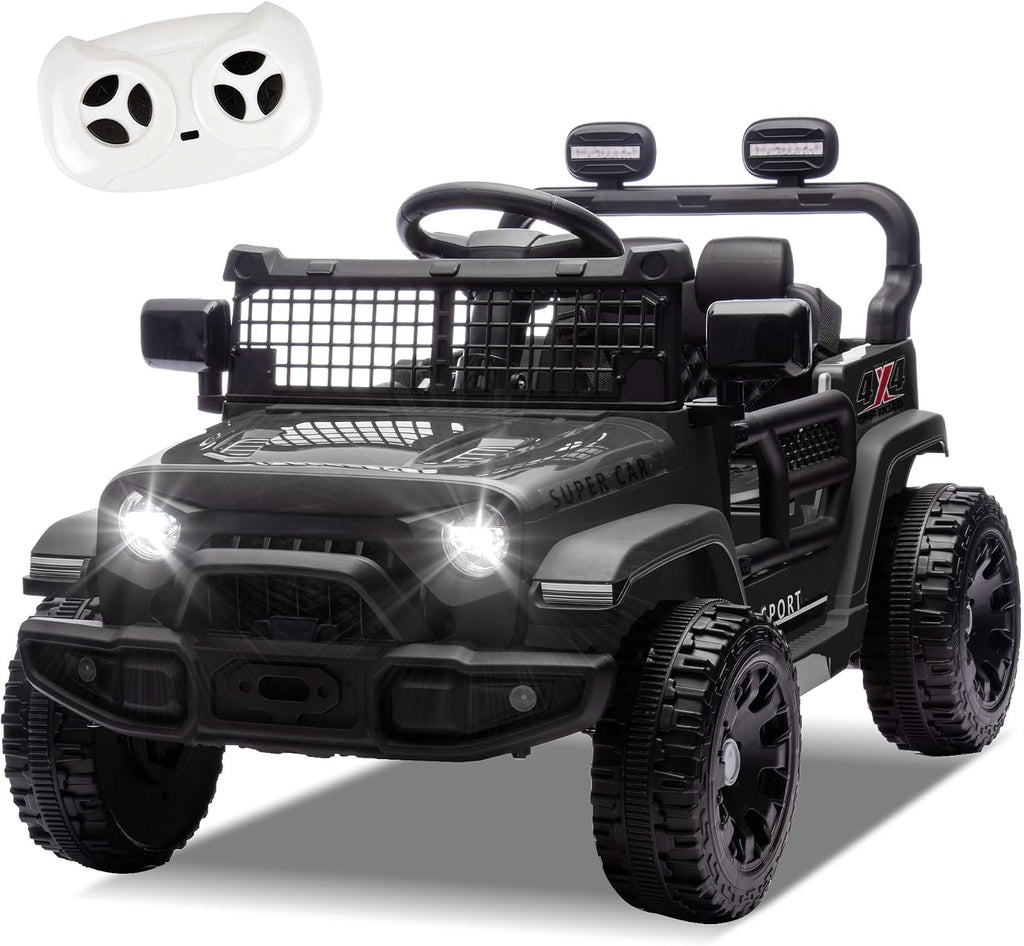 24V Ride On Jeep Car, Toddler Ride On Toys w/Parents Remote Control, One Seat Electric Car for Kids 2-4 with 4-Wheel Suspension, Bluetooth, Music, 1.86-3.11MPH Adjustable Speed, Black
