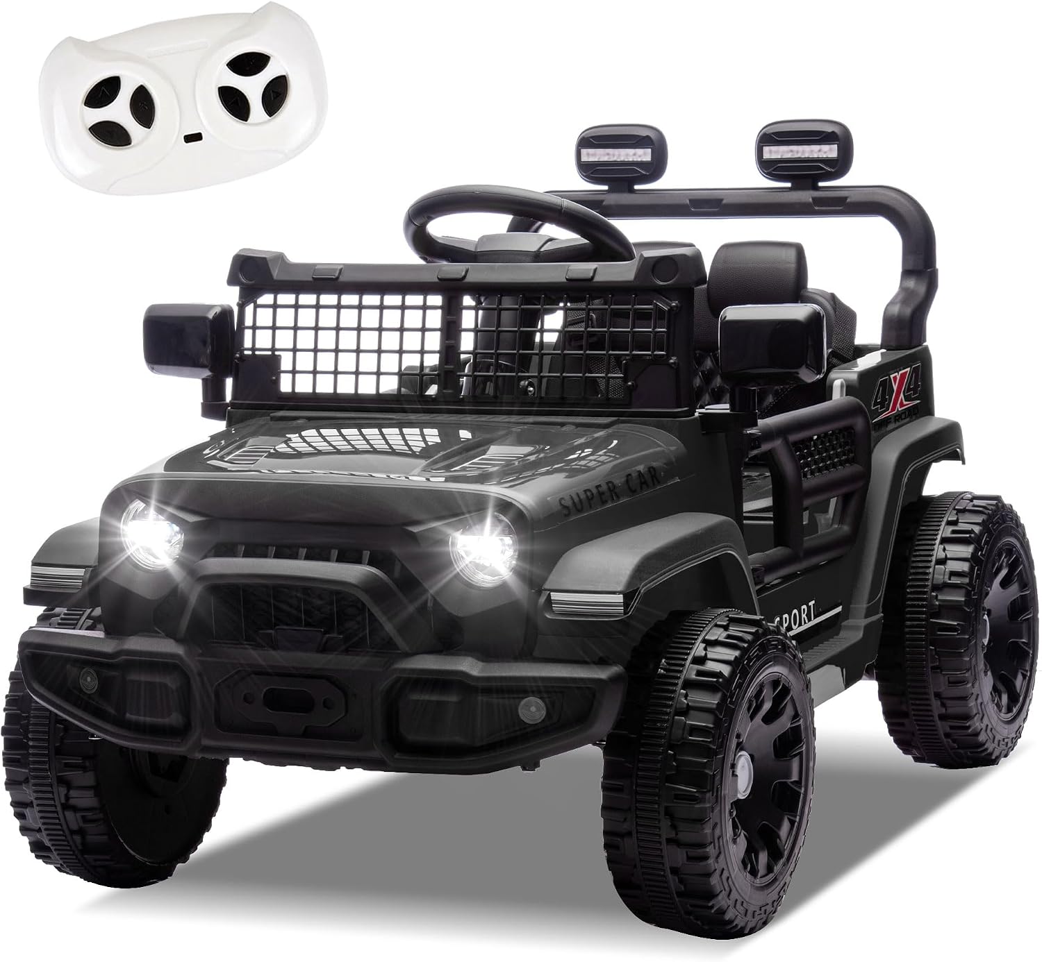 24V Ride On Jeep Car, Toddler Ride On Toys w/Parents Remote Control, One Seat Electric Car for Kids 2-4 with 4-Wheel Suspension, Bluetooth, Music, 1.86-3.11MPH Adjustable Speed, Black