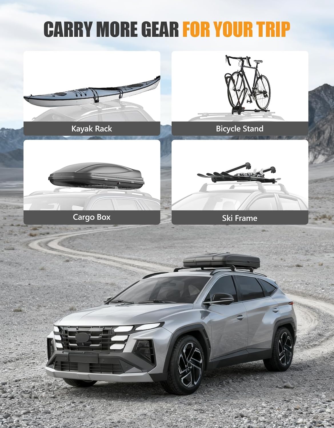 KINGGERI 330lb Lockable Roof Rack Cross Bars Compatible with Hyundai Tucson 2016-2026 SEL/N Line/Limited with Flush Side Rails, Heavy Duty Rooftop Aluminum Roof Rails Crossbars Luggage Accessories