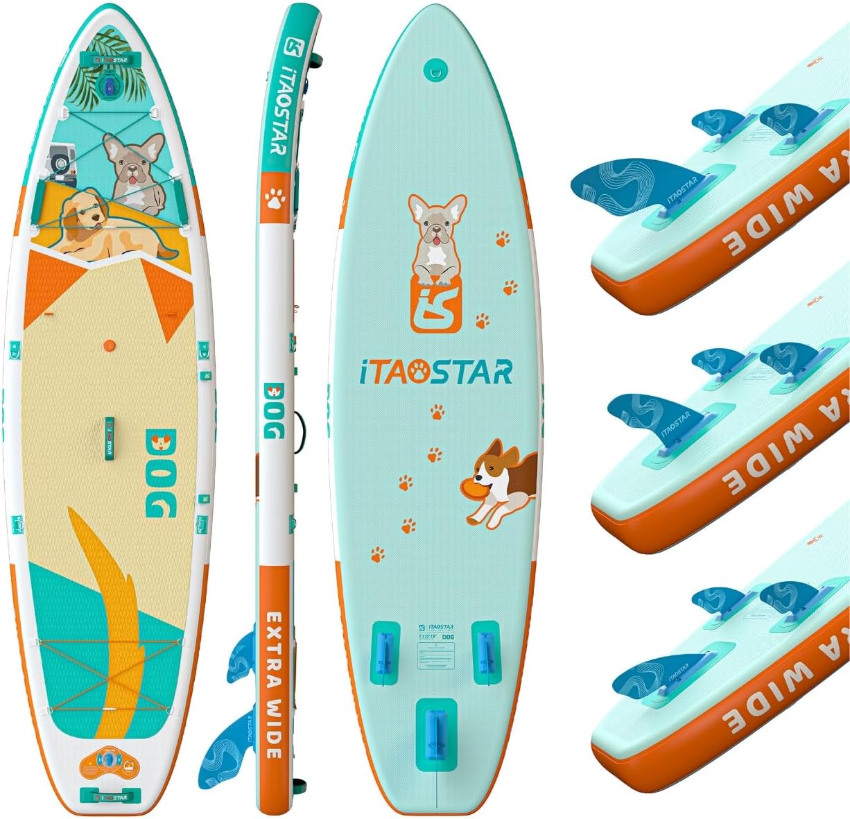 iTAOSTAR Pets 8'×29' / 11'×35' / 11'6'×34'/11'×34' Inflatable Paddle Board, One-Stop Premium SUP Accessories, Extra Wide Paddle Board for More Balance, Tailored Fins for More Fun