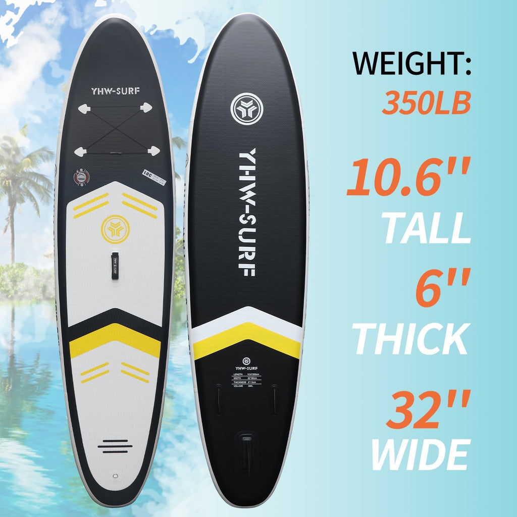 10.6'32'6 Premium Inflatable Stand Up Paddle Boards with Durable SUP Paddle Board Accessories Wide Stable Design Includes Backpack Required Parts Non-Slip Comfort Deck for Youth & Adults