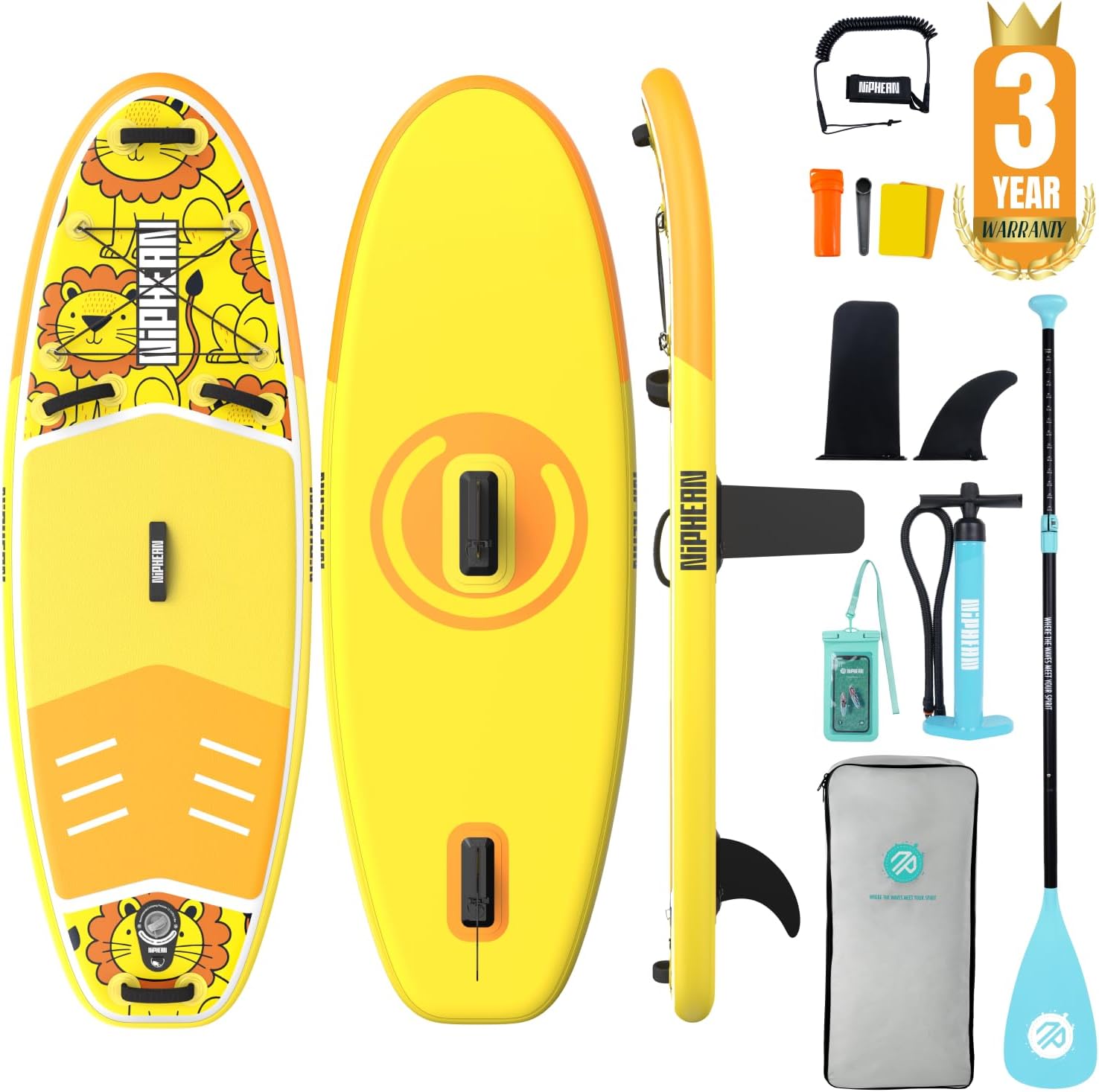 Niphean（Ultra-Light） Inflatable Paddle Board with StabilTrac Fin and Durable SUP Accessories, 10' Stand Up Paddle Boards for Adults & Youth, Versatile Yoga Paddle Board, Gift Ideas