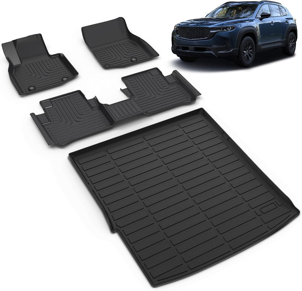 All Weather Car Floor Mats & Cargo Liner Set Fit for Mazda CX-50 Hybrid 2025-2026 Floor Liners Trunk Liner CX50 Hybrid Cargo Mat Accessories Black