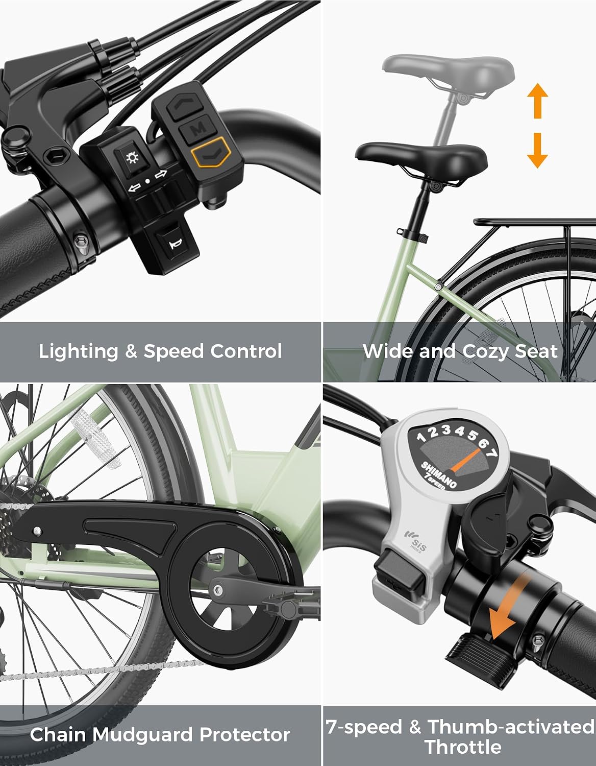 Jasion Roamer/ST/Pro Electric Bike for Adults, 26' Commuter Ebike 1200W 528WH Removable Battery, 28MPH 40-62miles,Electric Bicycles for Women/Man,UL2849 Certified