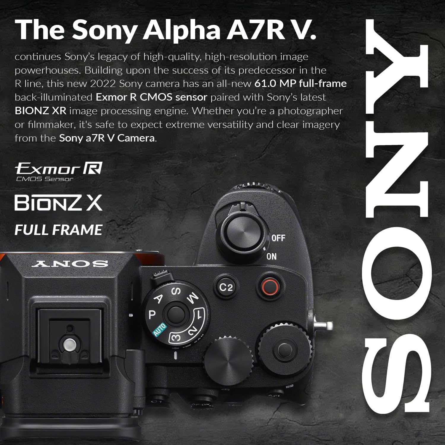 Sony Alpha a7R V Full-Frame Mirrorless Digital Interchangeable Lens Camera Body - Bundle with 128GB UHS-II SDXC Memory Card, Backpack, Extra Battery, Sony 1 Year Limited Warranty