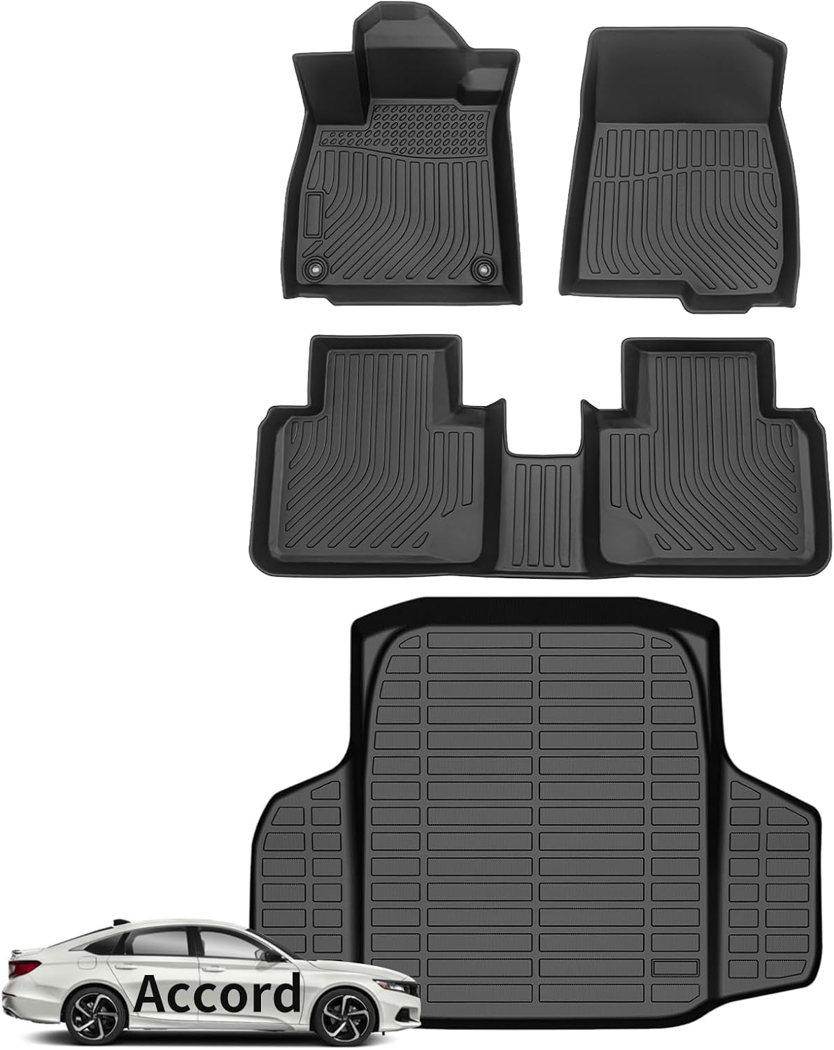 Wayhigh® Floor Mats & Cargo Liner for Honda Accord & Accord Hybrid 2018-2022, All Weather TPE Car Mats Waterproof Heavy Duty Floor Liners, Floor Mats Custom Fit for Accord Accessories