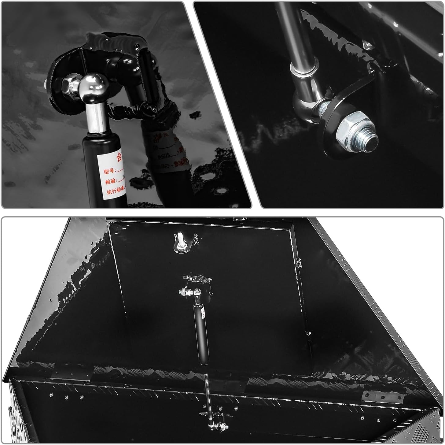 DNA MOTORING Truck Tool Box, Aluminum, Lockable, 32.5'L x 18'W x 16'H, Black, Modern Style, Water Resistant, Flip Top Hinge, TBOX-T5-012-BK