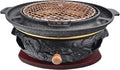 BBQ Barbeque Barbecue Grill, BBQ, Top Korean Smokeless Charcoal Dragon Pattern Cast Iron Grill, Stainless Steel Striped Plate, 18 Styles (Color : Q)