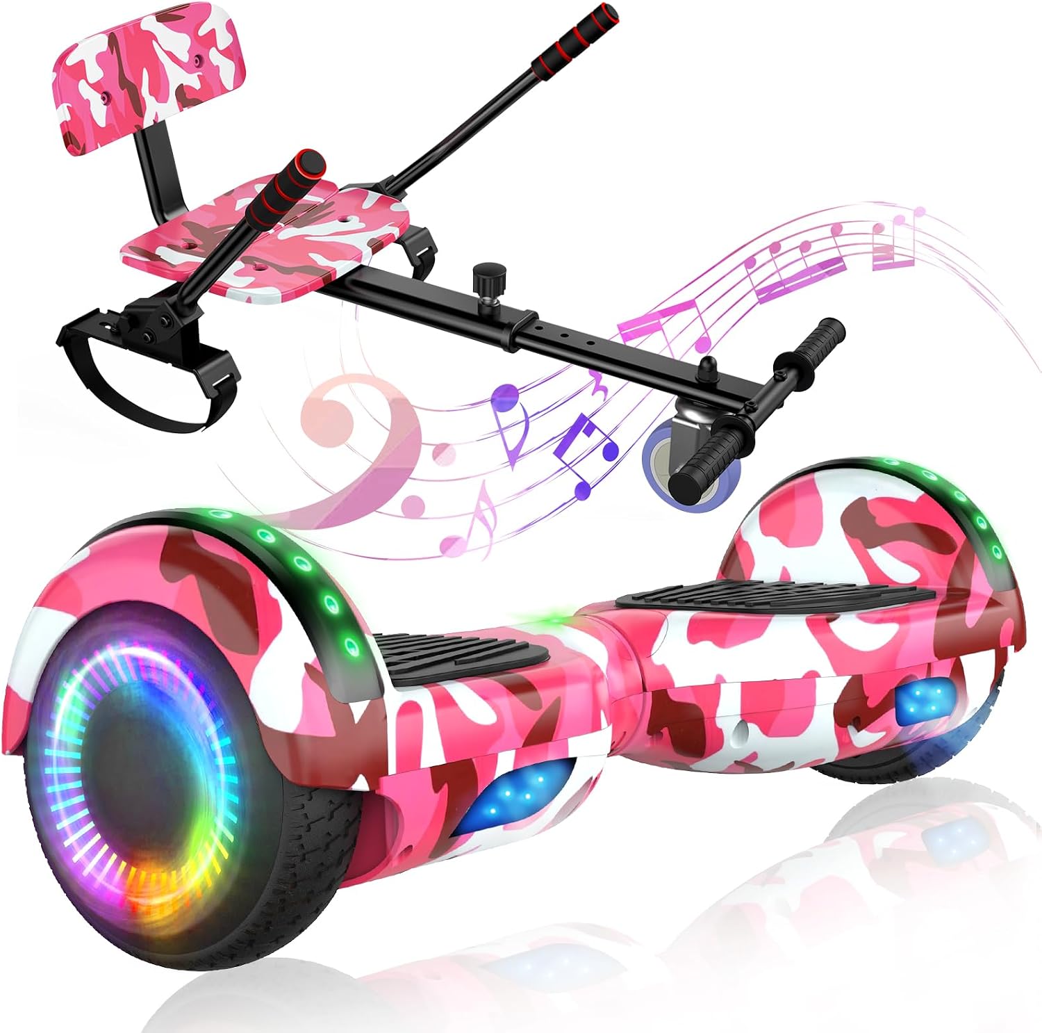 LIEAGLE Hoverboard, 6.5' Self Balancing Scooter Hover Board with Bluetooth Wheels LED Lights for Kids Adults