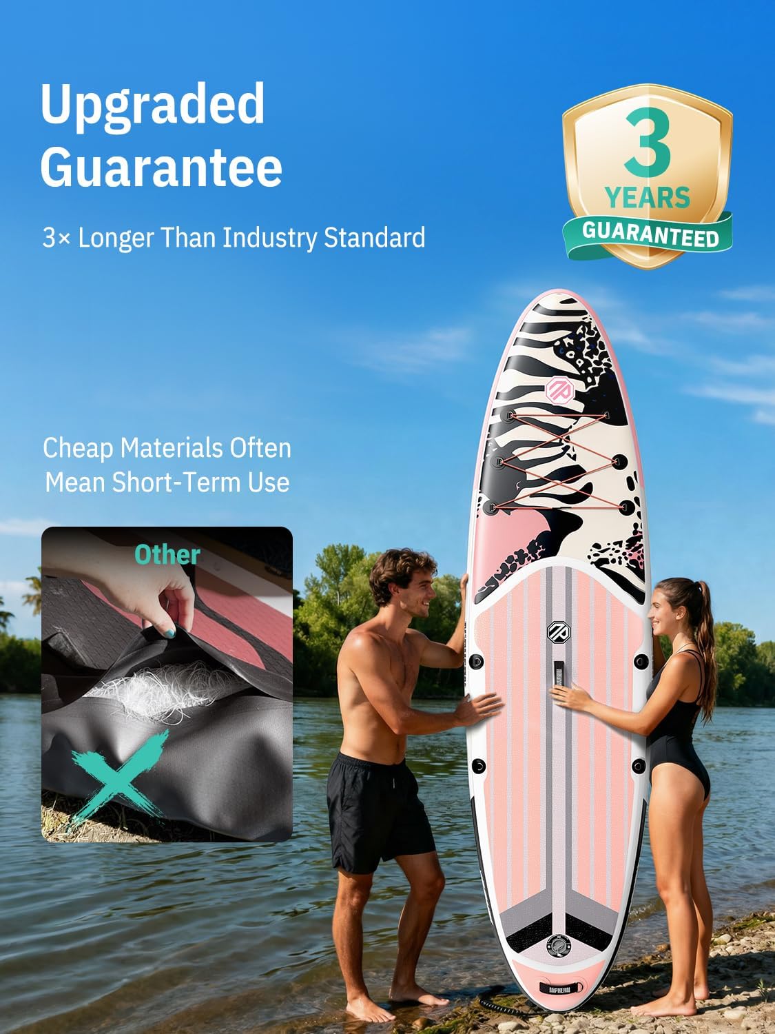 Niphean Inflatable Stand Up Paddle Board with SUP Accessories, Anti-Slip EVA Deck, 10'6'' Inflatable Paddle Boards for Adults & Youth of All Skill Levels