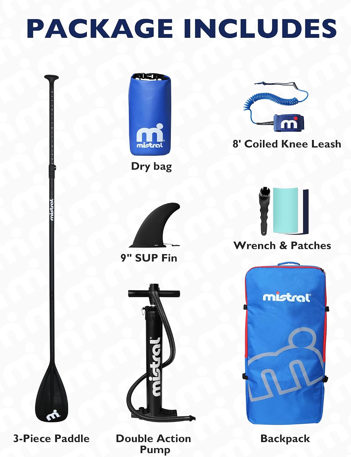 Mistral Inflatable Stand Up Paddle Board, 10'6''x32''x6'' Stable and Lightweight Paddleboard, with Carry Bag, Dual Action Pump, Paddle, Leash, Anti-Slip EVA Deck for Adults & Youth