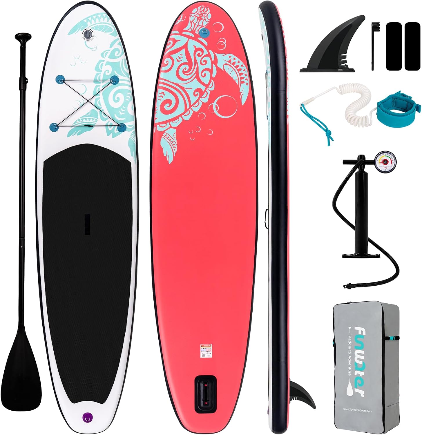 FunWater Inflatable Stand Up Paddle Board with Premium SUP Paddleboard Accessories, Anti-Slip EVA Deck, 11'6''/11'/10'6'' Paddle Boards for Adults & Youth of All Skill Levels