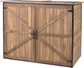 Outdoor Storage Shed with Strong Metal Frame, Wooden Garden Sheds with Adjustable Shelves and Removable Floor, Weatherproof Outdoor Trash Can Shed, Horizontal Storage Cabinet for Patio