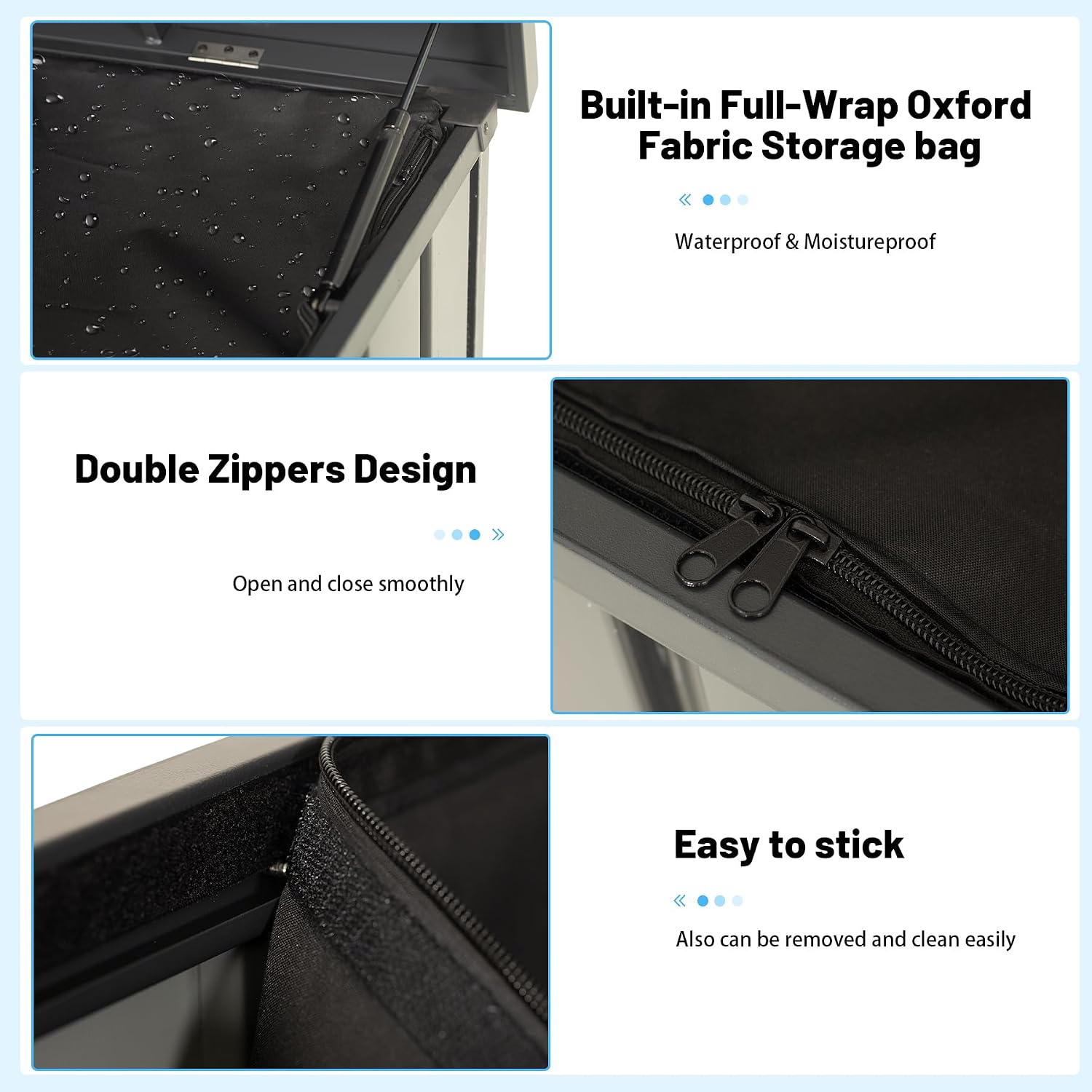 Outdoor Storage Box, 100 Gallon Metal Deck Box Built-in a Oxford Fabric Storage Bag, Lockable & Waterproof Outside Patio Storage Box for Cushions, Tools, Pool Floats- Grey