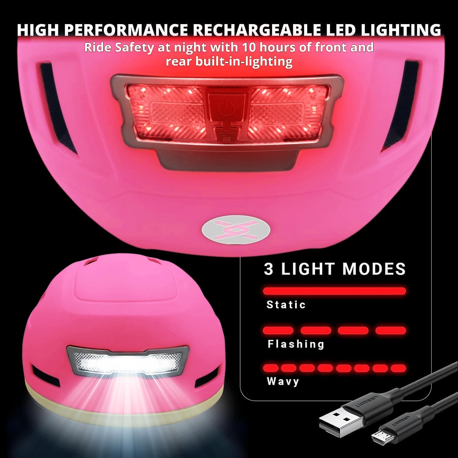XNITO Kid Bike Helmets for Boys and Girls | Fit Head 51-54cm Circumference | CPSC & NTA-8776 Dual Certified | Multi-Sport Helmets with LED Lights, Magnetic Buckle, Detachable Visor