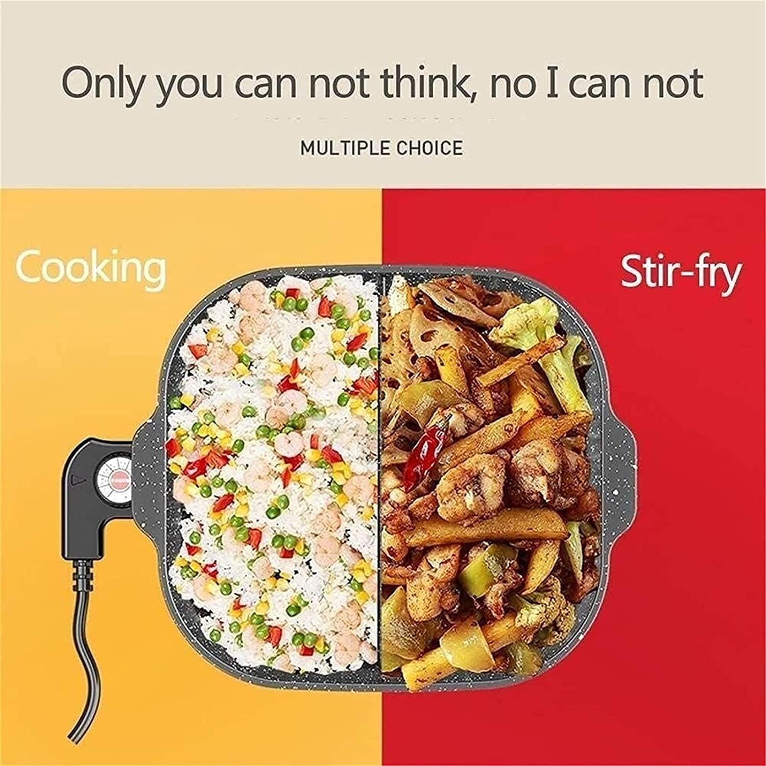 Korean BBQ Grill Home Use Multi-function Electric Grill, 2 In 1 Electric Barbecue Indoor and Outdoor Hot Pot Large Capacity Non-Stick Pan with 5 Temperature Adjustments, fo