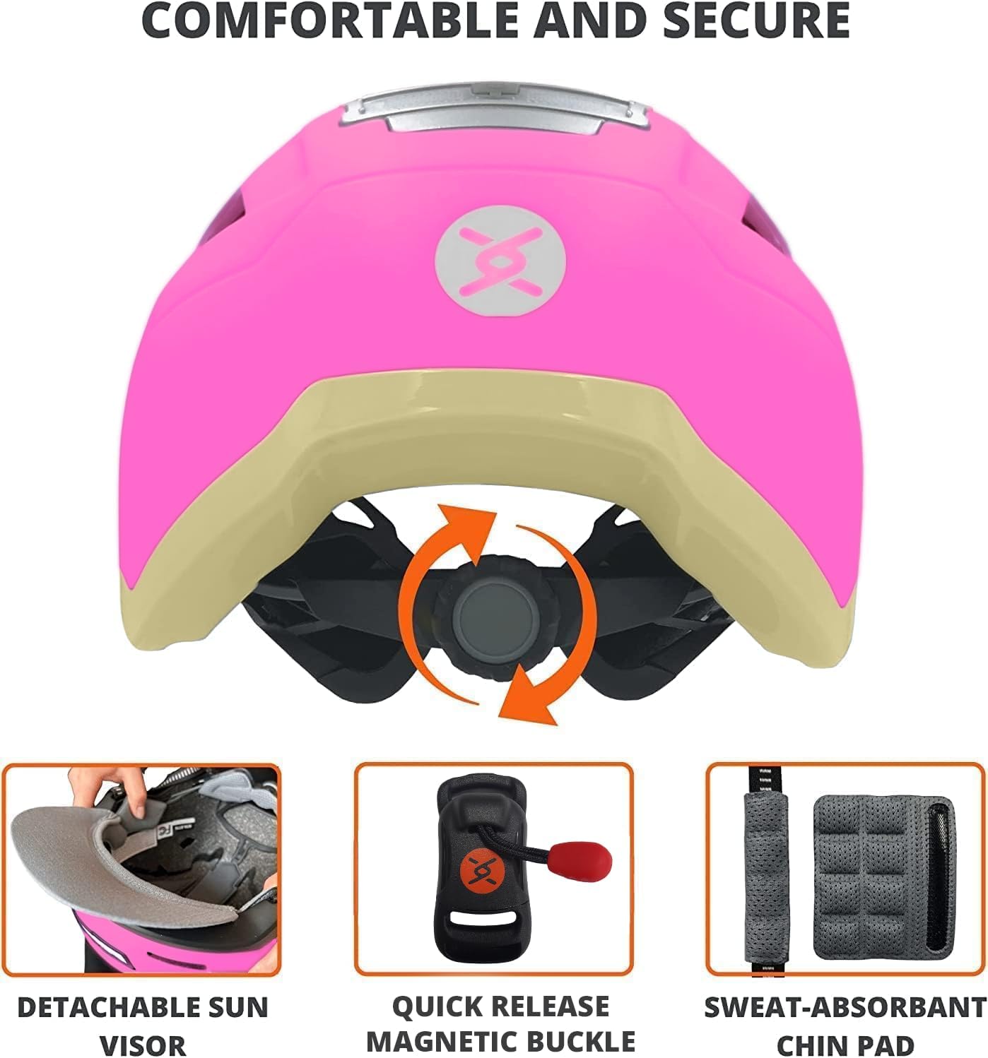 XNITO Kid Bike Helmets for Boys and Girls | Fit Head 51-54cm Circumference | CPSC & NTA-8776 Dual Certified | Multi-Sport Helmets with LED Lights, Magnetic Buckle, Detachable Visor