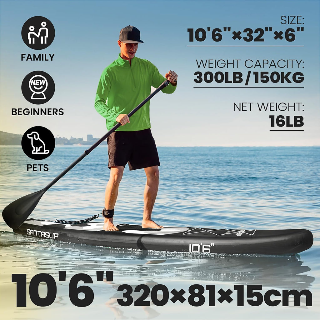 Inflatable Stand Up Paddle Board with SUP Accessories, Anti-Slip EVA Deck, 10'6'/11' Wide Stance Board, Sup Board for Adults & Youth of All Skill Levels Backpack